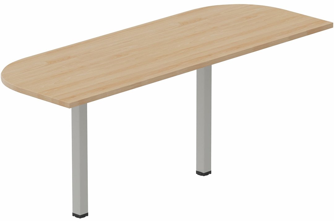 Extension demi-lune 145x70cm sur 2 pieds de soutien, plateau hêtre, structure aluminium