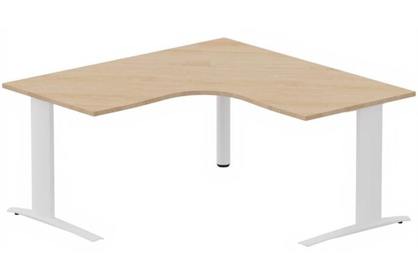 Gamme K1 - Plans compacts - Bureau 90° symétrique, 160x160/80cm, Hêtre/Blanc