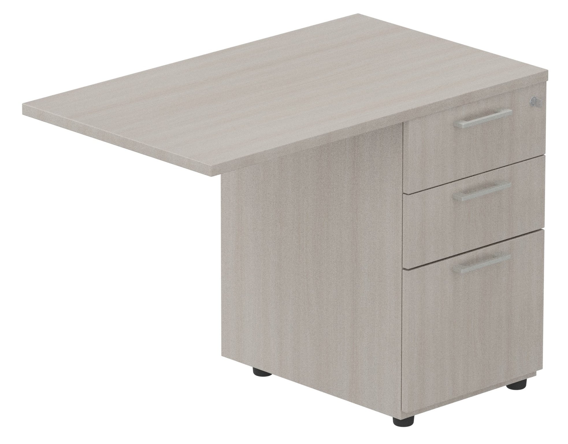 Retour sur caisson mélaminé, 120x60cm, Acacia/Aluminium