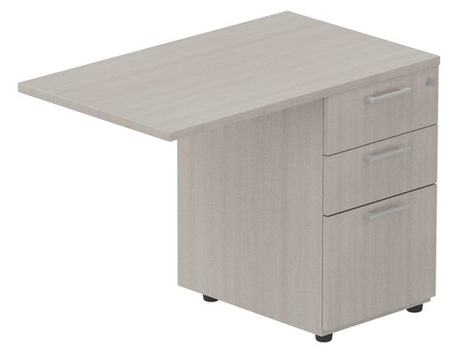 Gamme K1 - Extensions - Plans droits - Retour sur caisson mélaminé, 120x60cm, Acacia/Aluminium