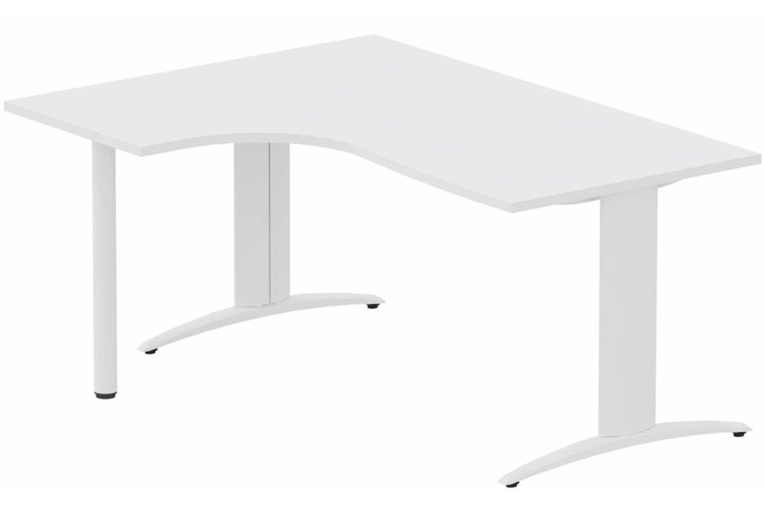 Plan Compact 90° asymétrique 160x120x80/60cm retour à gauche sur pied de soutien blanc/blanc - sur délai