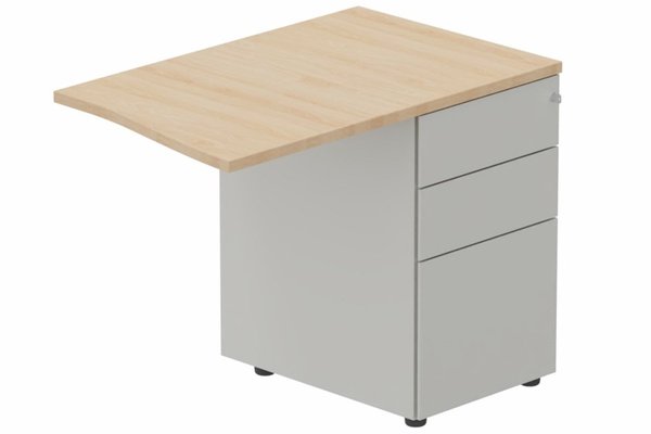 Gamme K1 - Extensions - Plans vagues - Retour à droite sur caisson métal, Hêtre/Aluminium