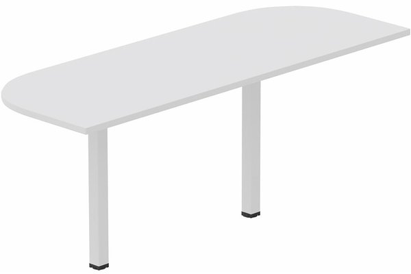 Gamme K8 Wood - Plateau d'angle et extensions conviviales - K8Wood Extension 1/2 lune L165xP60 sur 2 pieds de soutien -Finitions = Plateau : Blanc (BL) /Piétement : Blanc (BL)
