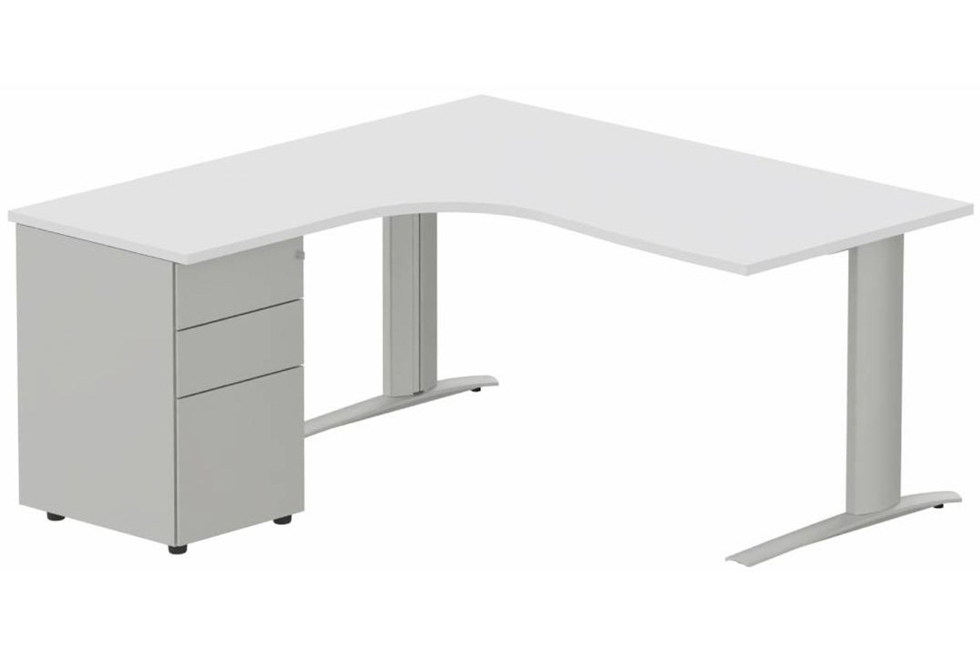 Bureau retour à gauche, caisson métal, 160x162x80cm