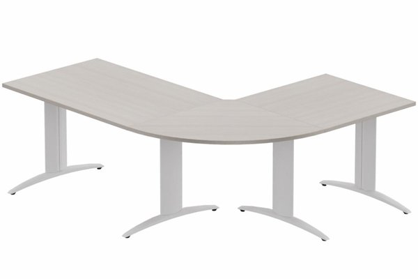 Gamme K2 - Ensembles panoramiques - Ensemble panoramique - plan principal 140x80cm, plateau acacia, structure blanc
