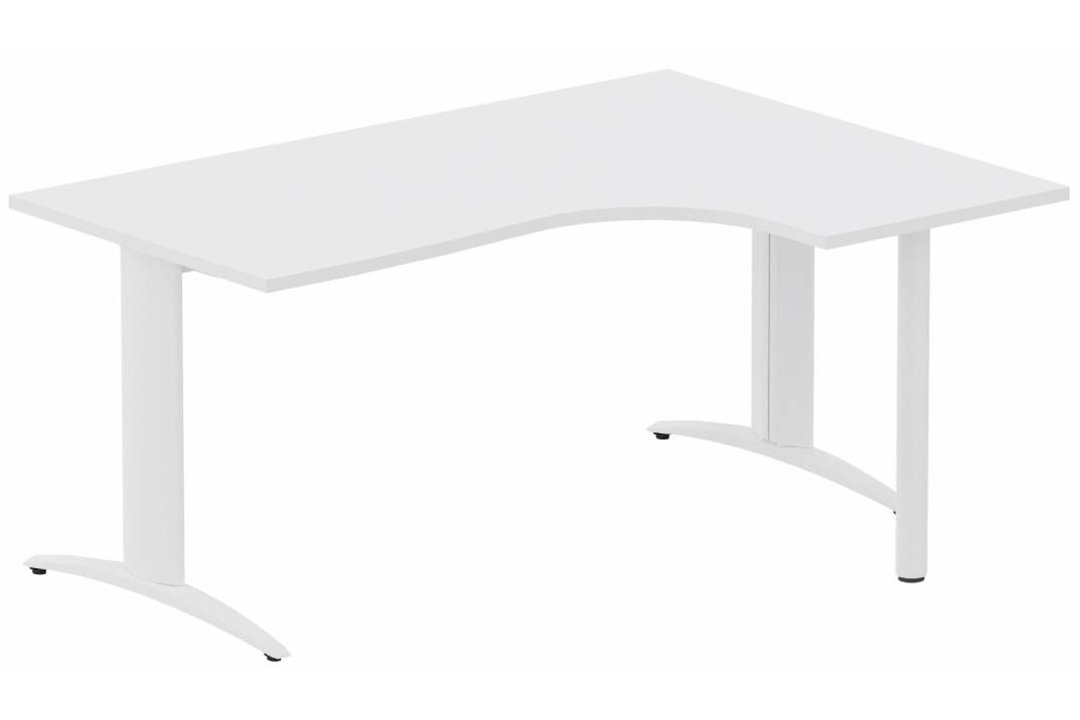 Plan Compact 90° asymétrique 160x120x80/60cm retour à droite sur pied de soutien blanc/blanc - sur délai