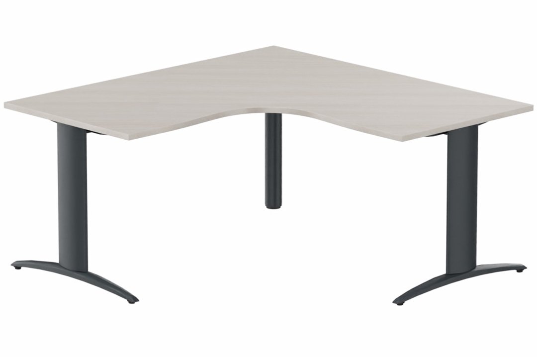 Plan Compact 90° symétrique 160x160/80cm structure pied d'angle, plateau acacia, structure anthracite