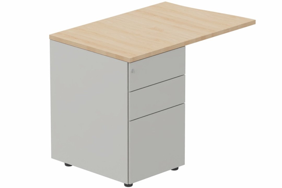 Retour à gauche sur caisson métal, Hêtre/Aluminium