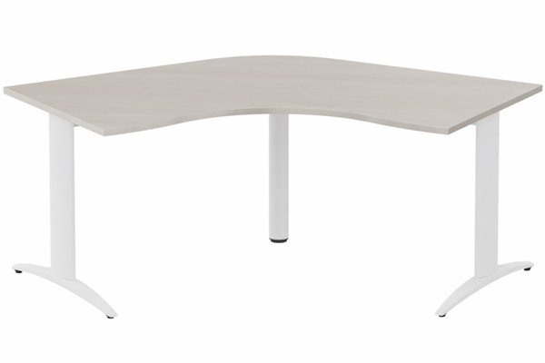 Gamme K2 - Plans compacts - Plan Compact 120° symétrique 120x120/80cm structure pied d'angle, plateau acacia, structure blanc