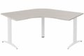 Plan Compact 120° symétrique 120x120/80cm structure pied d'angle, plateau acacia, structure blanc