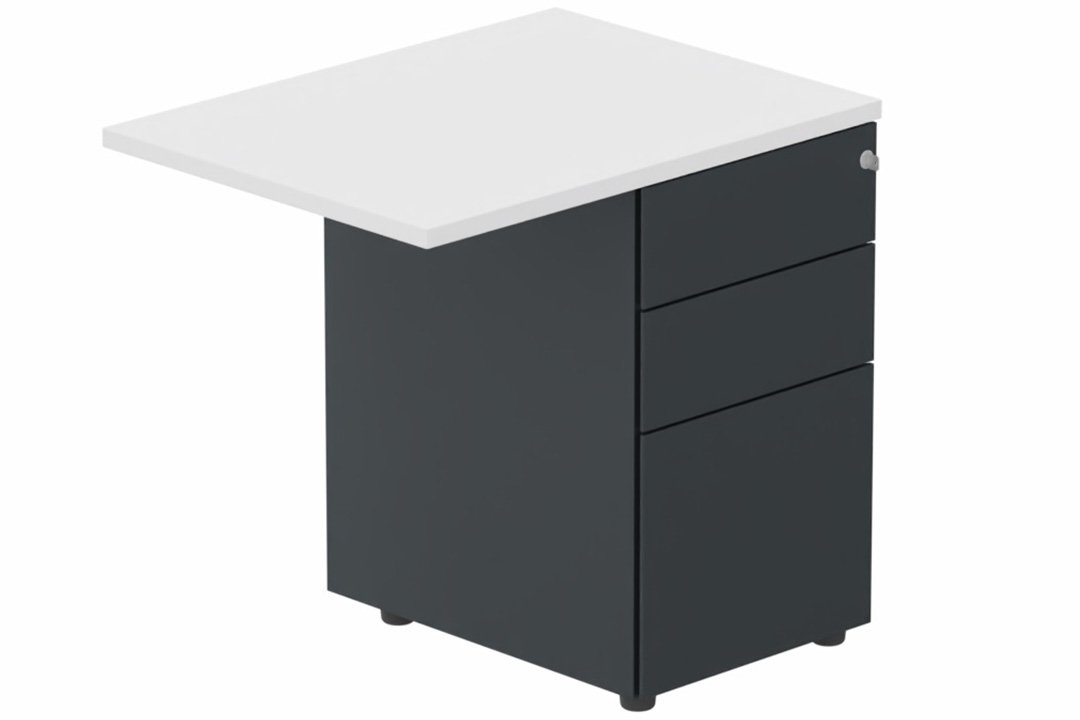 K1 Retour direct 60x80cm sur caisson porteur métal 3 tiroirs blanc/anthracite - sur délai