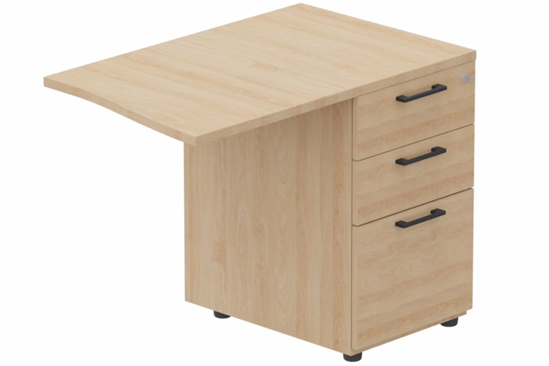 Retour vague à droite 90x60cm sur caisson porteur bois 3 tiroirs hêtre/anthracite