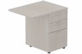Retour direct 80x60cm sur caisson bois P.60cm 3 tiroirs, plateau acacia, structure aluminium