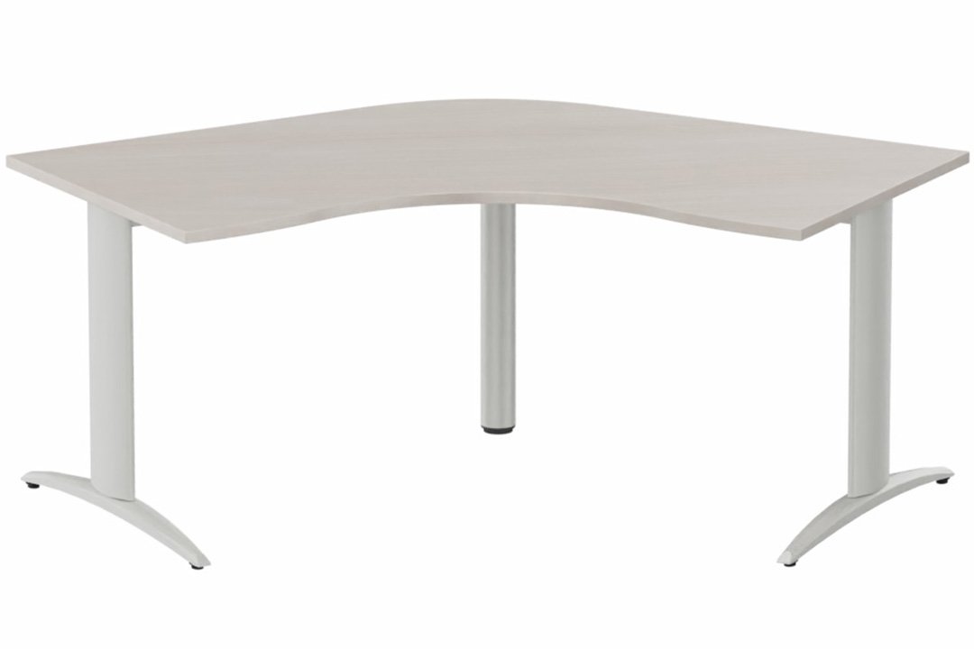 Plan Compact 120° symétrique 120x120/80cm structure pied d'angle, plateau acacia, structure aluminium