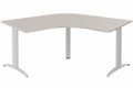Plan Compact 120° symétrique 120x120/80cm structure pied d'angle, plateau acacia, structure aluminium