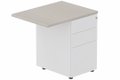 Retour direct 80x60cm sur caisson métal HB P.60cm 3 tiroirs, plateau acacia, structure blanc