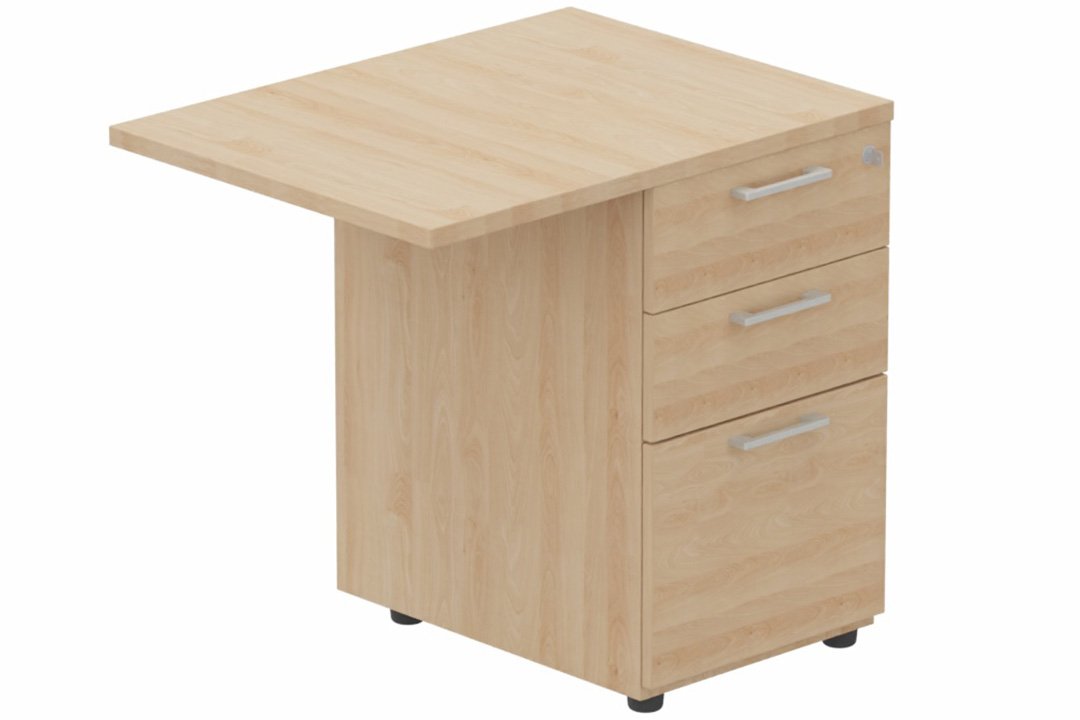 Retour direct 120x60cm sur caisson porteur bois 3 tiroirs hêtre/aluminium