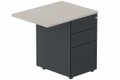 Retour direct 80x60cm sur caisson métal P.60cm 3 tiroirs, plateau acacia, structure anthracite