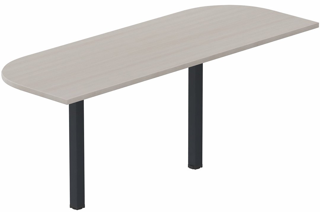 Extension demi-lune 165x80cm sur 2 pieds de soutien, plateau acacia, structure anthracite