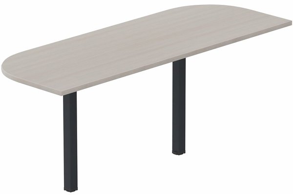 Gamme K3 - Plateau d'angle et extensions conviviales - Extension demi-lune 165x60cm sur 2 pieds de soutien, plateau acacia, structure anthracite