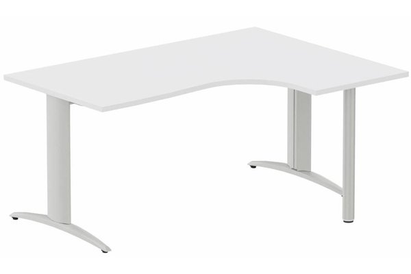 Gamme K2 - Plans compacts - Plan Compact 90° asymétrique 160x120x80/60cm retour à droite sur pied de soutien blanc/aluminium - sur délai