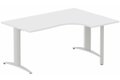 Plan Compact 90° asymétrique 180x120x80/60cm retour à droite sur pied de soutien blanc/aluminium - sur délai