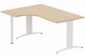 Plan Compact 90° asymétrique 160x120x80/60cm retour à gauche sur pied de soutien hêtre/blanc