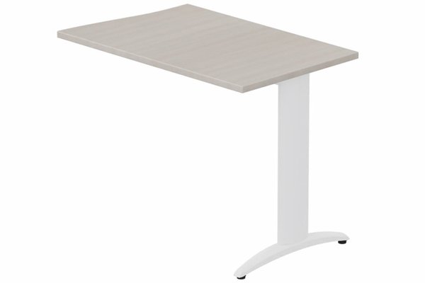 Gamme K2 - Extensions - Plans vagues - Retour vague à droite 90x60cm sur pied, plateau acacia, structure blanc
