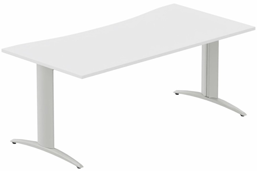 Plan vague symétrique 180x90x80cm blanc/aluminium - sur délai