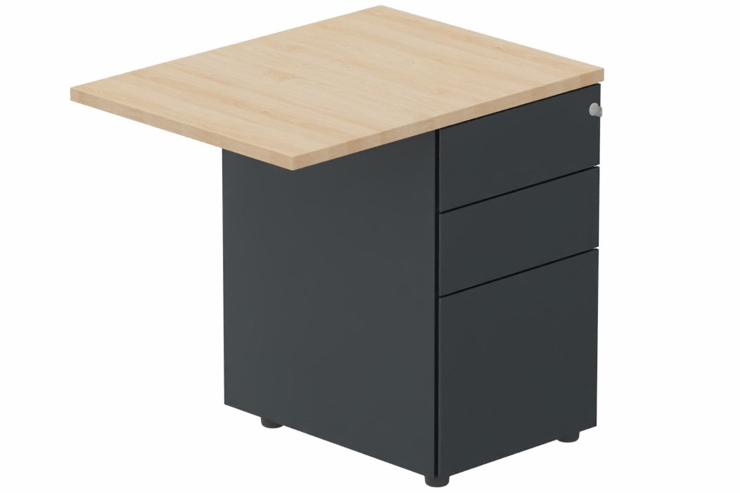 Retour direct 60x80cm sur caisson porteur métal 3 tiroirs hêtre/anthracite