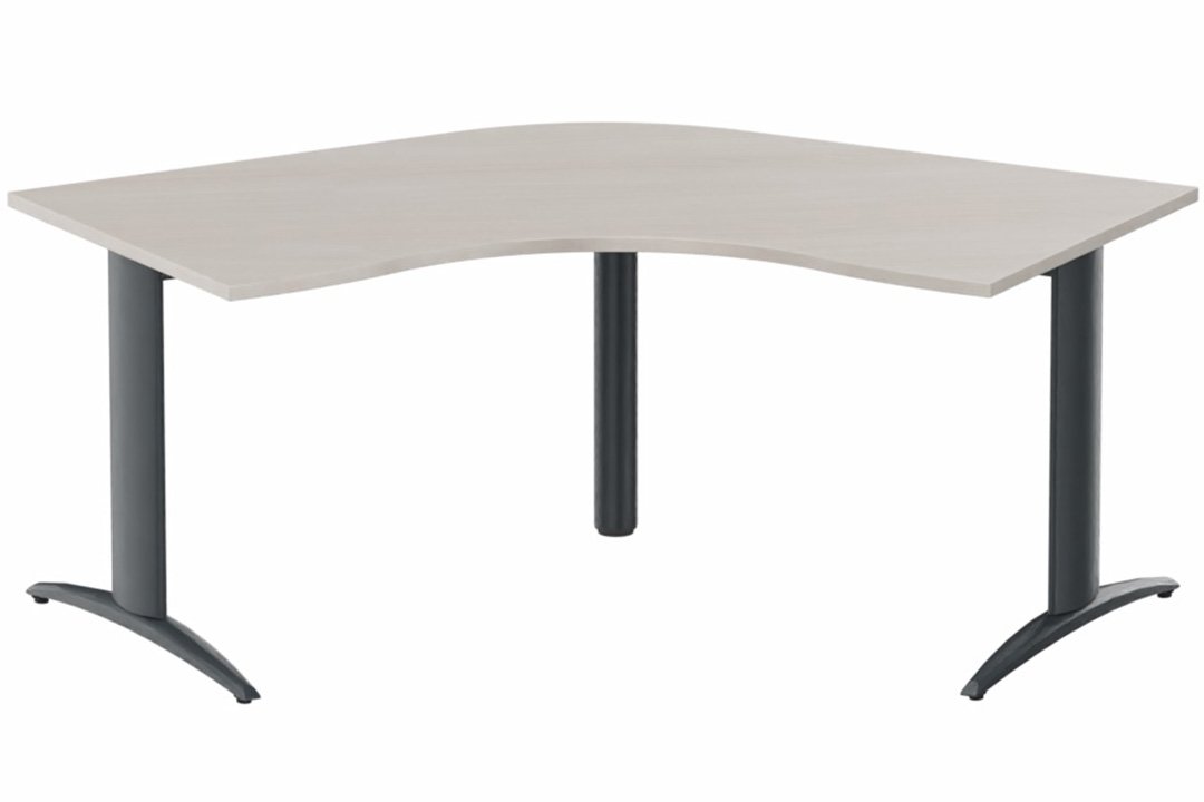 Plan Compact 120° symétrique 120x120/80cm structure pied d'angle, plateau acacia, structure anthracite