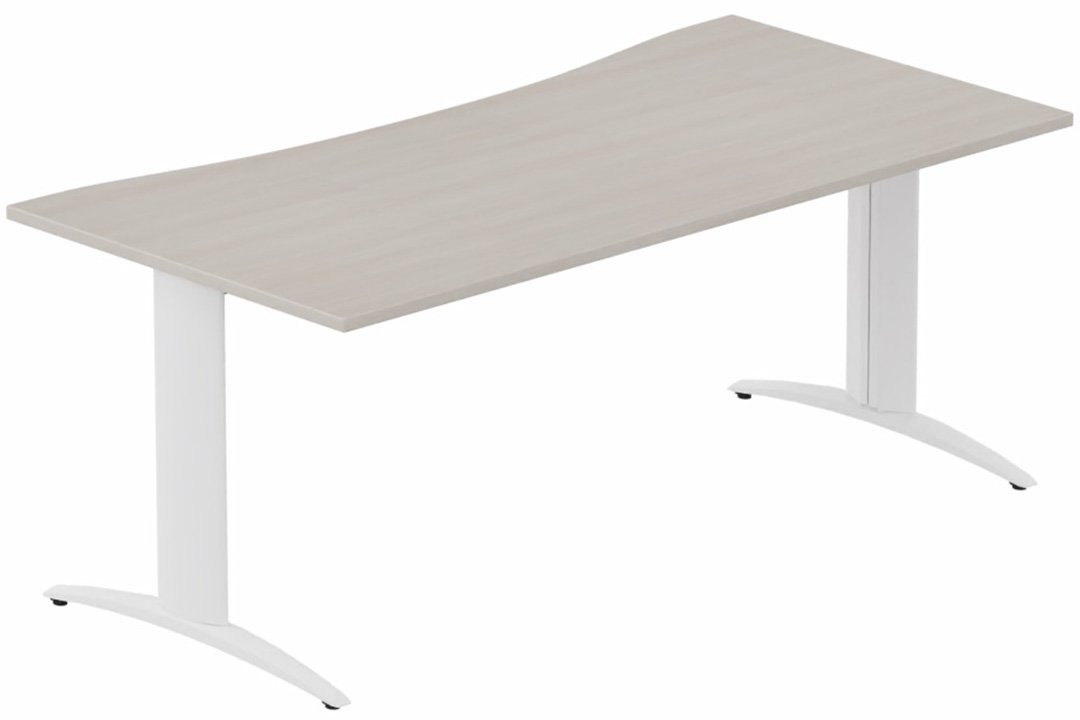 Plan vague 180x90x80cm, plateau acacia, structure blanc
