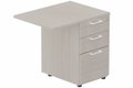 Retour direct 120x60cm sur caisson mélamine HB P.60cm 3 tiroirs, plateau acacia, structure blanc