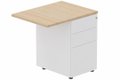 Retour direct 60x80cm sur caisson porteur métal 3 tiroirs hêtre/blanc