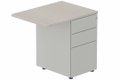 Retour direct 120x60cm sur caisson métal P.60cm 3 tiroirs, plateau acacia, structure aluminium