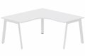 Plan compact 90° symétrique 160 x 160 / 80 cm, structure pied d'angle, plateau blanc, structure blanc